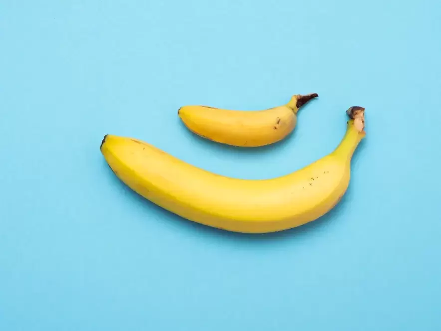 pénis petit et agrandi avec pompe sur l'exemple des bananes